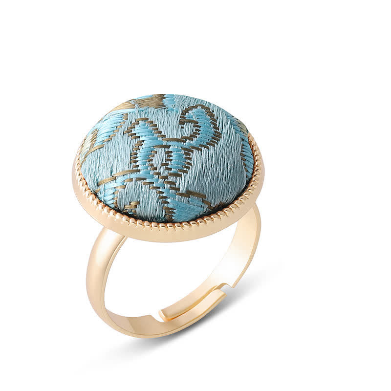 Buddha Stones Anillo redondo elegante bordado en brocado Song - image 13
