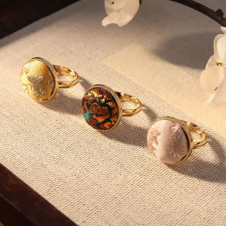 Buddha Stones Anillo redondo elegante bordado en brocado Song - image 25