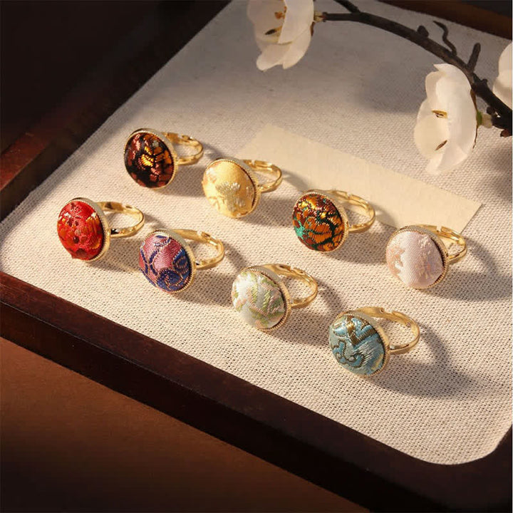 Buddha Stones Anillo redondo elegante bordado en brocado Song - image 24