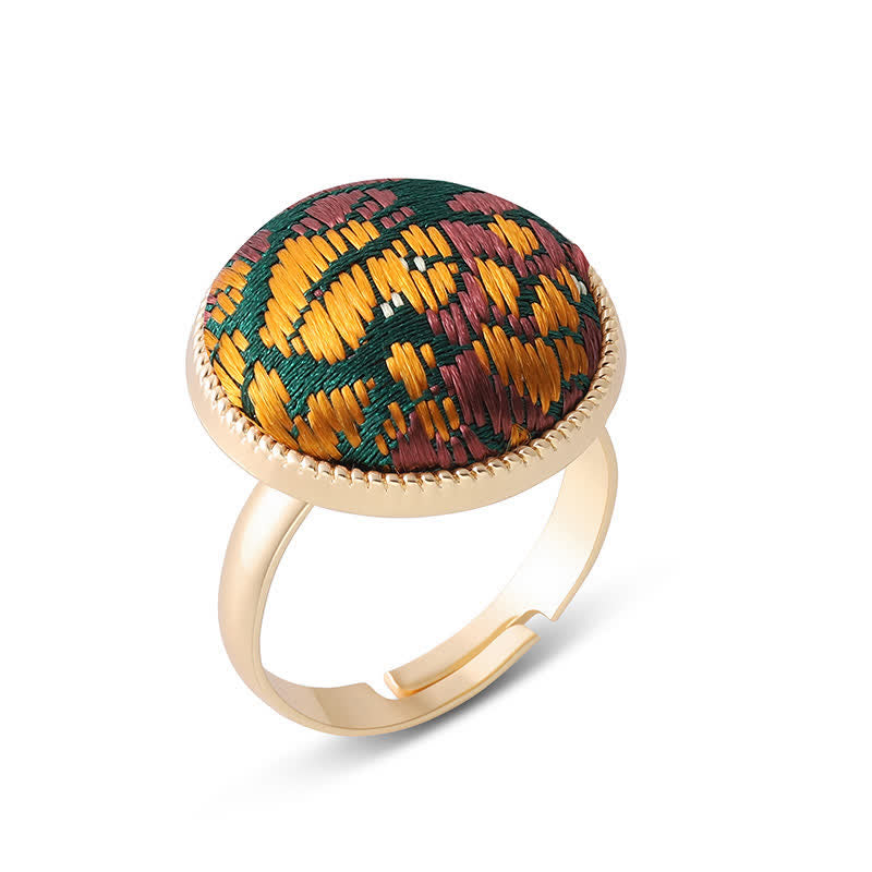 Buddha Stones Anillo redondo elegante bordado en brocado Song - image 5