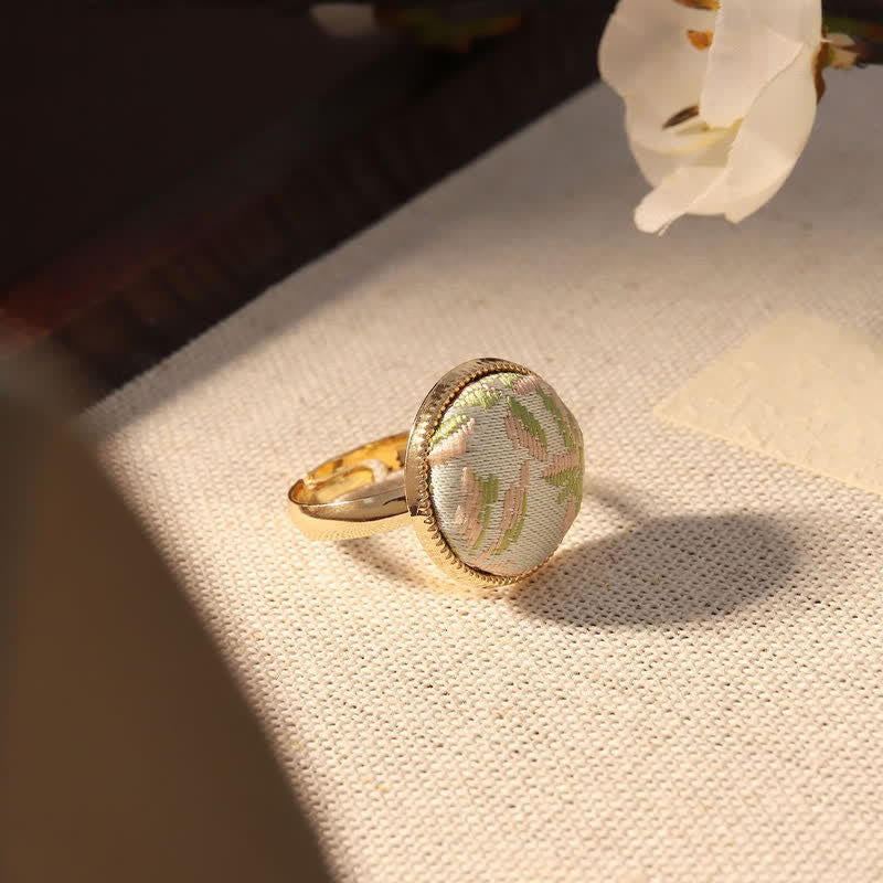 Buddha Stones Anillo redondo elegante bordado en brocado Song - image 23