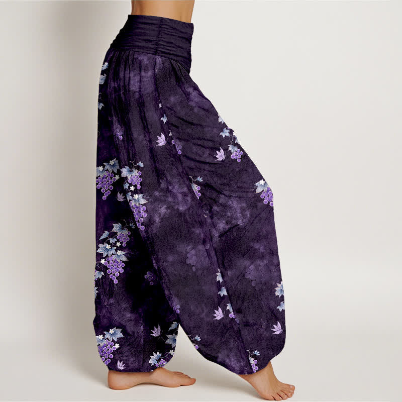 Buddha Stones Pantalones harem de algodón con estampado vintage de vid y cintura elástica para mujer. - image 10