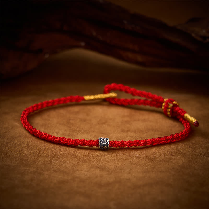 Buddha Stones Pulsera minimalista tejida a mano con hilo negro y rojo y diseño Yin Yang para protección. - image 9