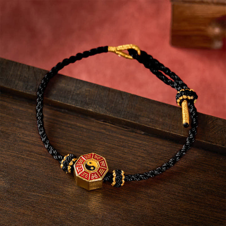 Buddha Stones Pulsera ajustable de protección con monedas chinas Bagua de hilo rojo trenzado - Negro - image 10