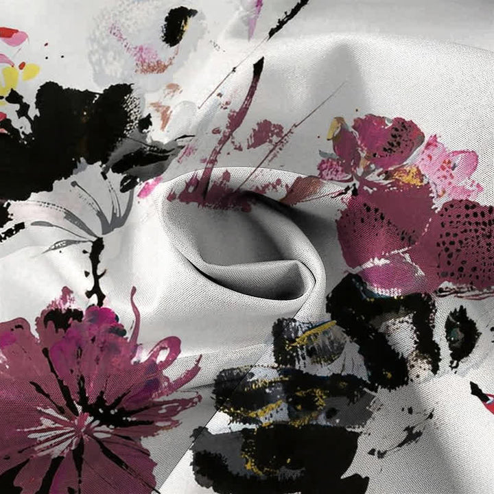 Buddha Stones Camisa transpirable de manga corta para hombre con botones y estampado floral en acuarela - image 2
