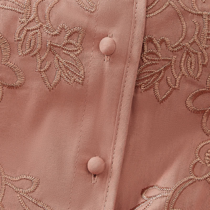 Buddha Stones Camisas de manga tres cuartos para mujer, estilo vintage, con cuello en V, botones y bordado floral, ideales para el verano. - image 10