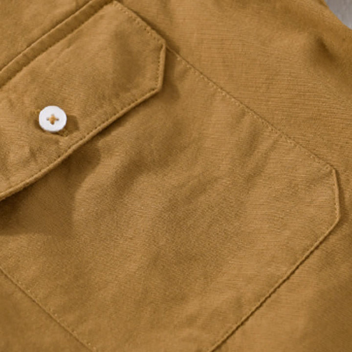 Buddha Stones Camisa clásica de manga corta para hombre, de algodón liso, con botones y bolsillos de parche, ideal para el verano. - image 2