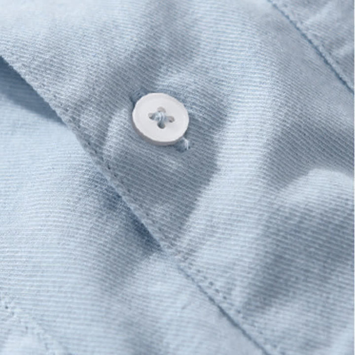 Buddha Stones Camisa clásica de manga corta para hombre, de algodón liso, con botones y bolsillos de parche, ideal para el verano. - image 8