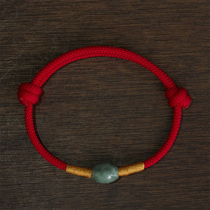 Buddha Stones Pulsera protectora de hilo rojo con cuentas de jade - image 4