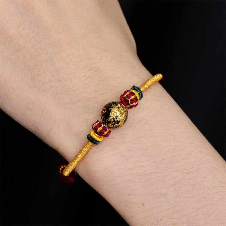 Buddha Stones Pulsera trenzada de hilo rojo con cuentas de dragón de cobre - image 8