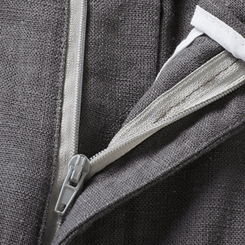 Buddha Stones Conjuntos de verano informales para hombre: camisa de manga corta lisa con cuello mandarín y pantalón con cordón ajustable. - image 16