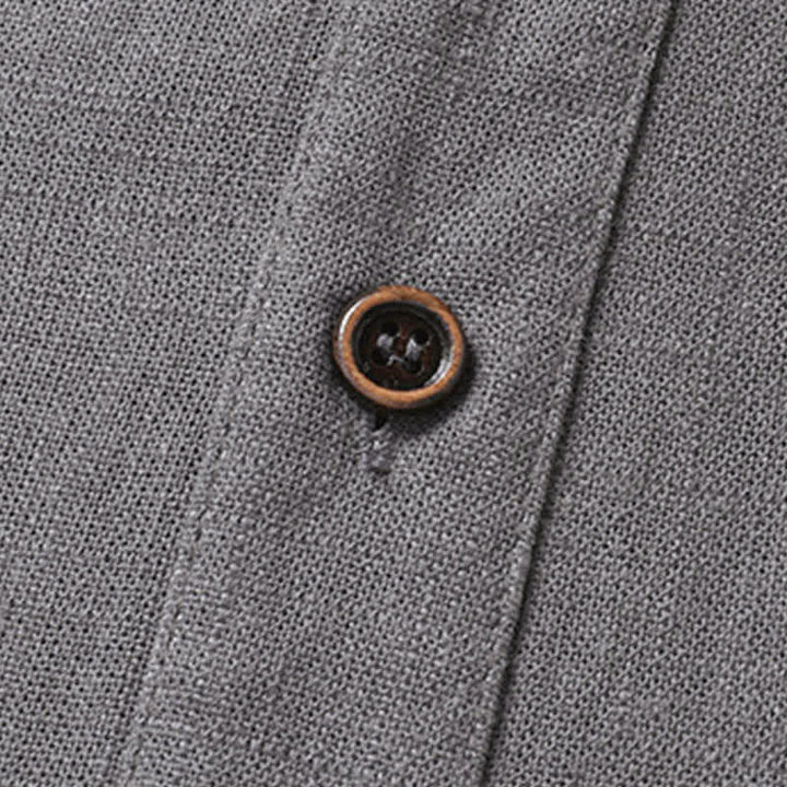 Buddha Stones Conjuntos de verano informales para hombre: camisa de manga corta lisa con cuello mandarín y pantalón con cordón ajustable. - image 8