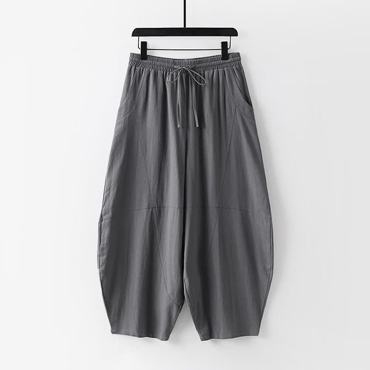 Buddha Stones Conjunto de 2 piezas para primavera/verano, estilo casual Tang, camisa con cordón ajustable, pantalones cortos lisos, ropa de meditación para hombre con bolsillo. - image 2