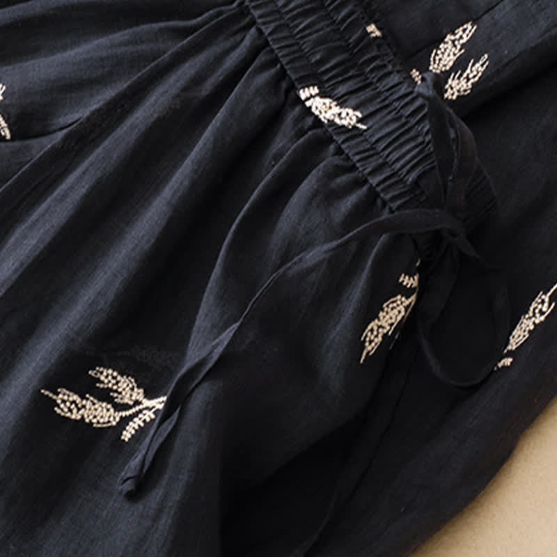 Buddha Stones Pantalones cortos de mujer de pierna ancha, estilo bohemio casual de verano con estampado floral y cordón ajustable. - image 7