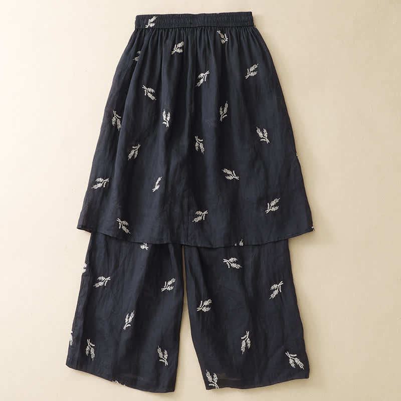 Buddha Stones Pantalones cortos de mujer de pierna ancha, estilo bohemio casual de verano con estampado floral y cordón ajustable. - image 2