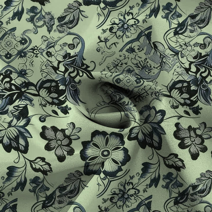 Buddha Stones Camisa de manga corta para hombre con botones y estampado floral tropical, resistente a las arrugas. - image 8