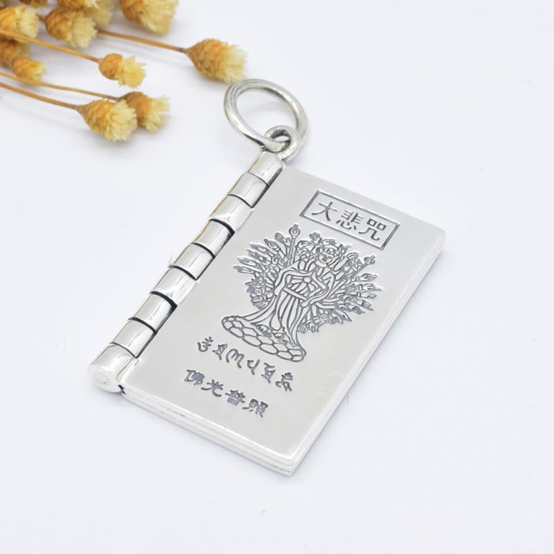 Colgante de plata de ley 990 con forma de corazón, Sutra, gran compasión, Shurangama, Mantra, loto, Vajra, paz - Gran Mantra de la Compasión - image 9