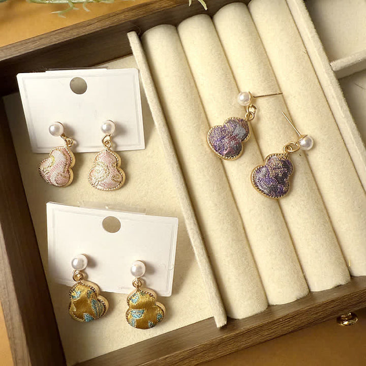 Buddha Stones Pendientes colgantes hechos a mano con diseño de calabaza de perlas y brocado, con temática de sanación. - image 12
