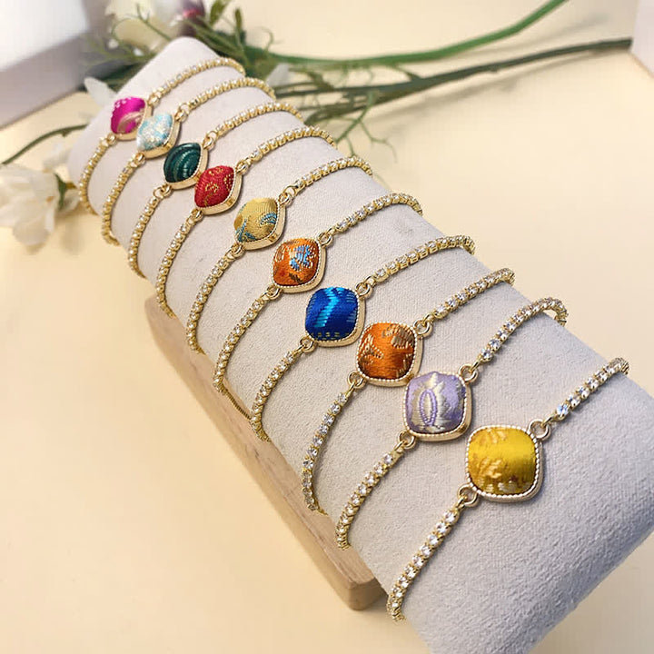 Buddha Stones Pulsera ajustable cuadrada de brocado Copper Luck Song - image 11