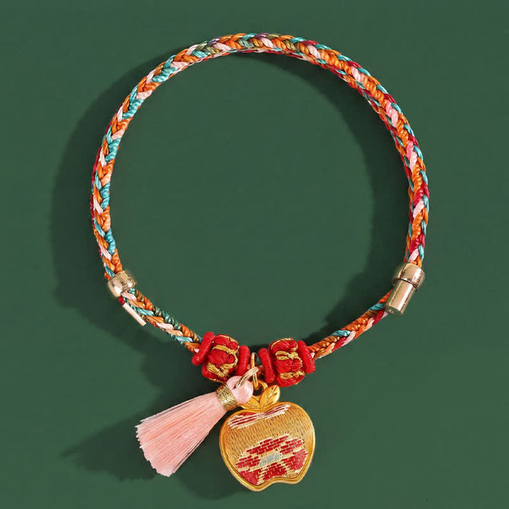 Buddha Stones Pulsera de protección con dije de candado chino, bolsa de dinero de manzana de cinco colores tejida a mano - image 11