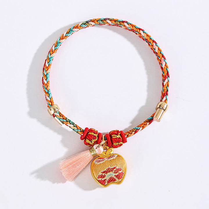 Buddha Stones Pulsera de protección con dije de candado chino, bolsa de dinero de manzana de cinco colores tejida a mano - image 7