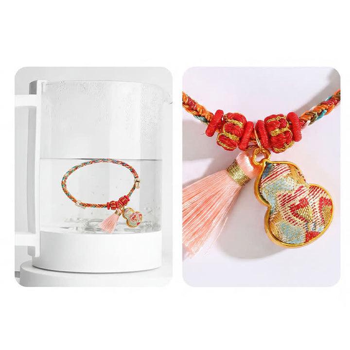 Buddha Stones Pulsera de protección con dije de candado chino, bolsa de dinero de manzana de cinco colores tejida a mano - image 49