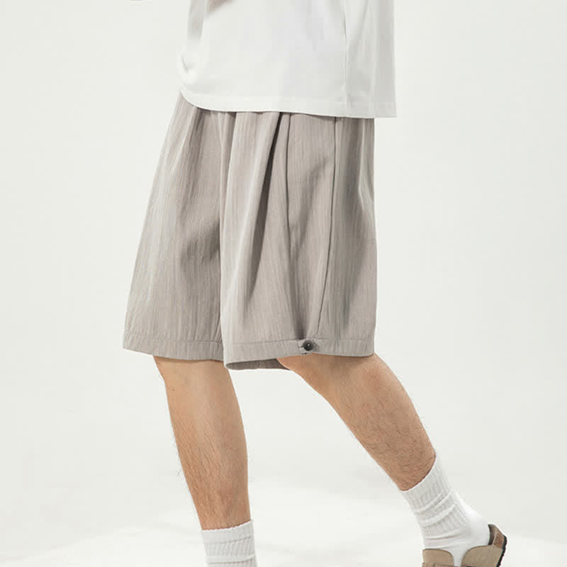 Buddha Stones Pantalones cortos de verano informales minimalistas con cordón ajustable y cintura elástica para hombre, color liso, con bolsillo. - Gainsboro - US/UK/AU42, EU52 (3XL) - image 0