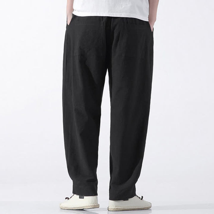 Buddha Stones Pantalones cortos de algodón liso estilo casual de verano con cordón ajustable, estilo harem para hombre, con bolsillo. - image 12