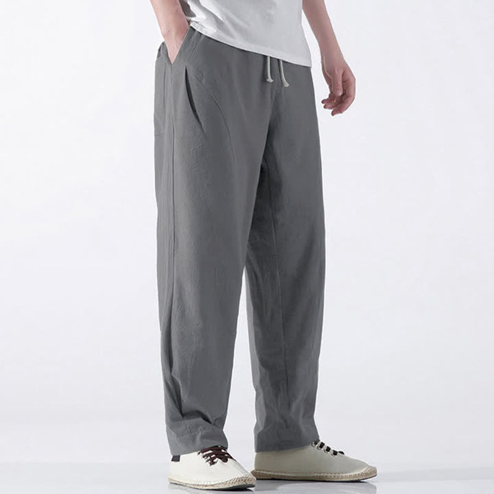 Buddha Stones Pantalones cortos de algodón liso estilo casual de verano con cordón ajustable, estilo harem para hombre, con bolsillo. - image 20