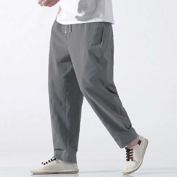 Buddha Stones Pantalones cortos de algodón liso estilo casual de verano con cordón ajustable, estilo harem para hombre, con bolsillo. - image 24