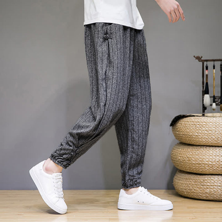 Buddha Stones Pantalones cortos de verano informales con cordón ajustable y rayas, estilo harem para hombre, con bolsillos. - image 14
