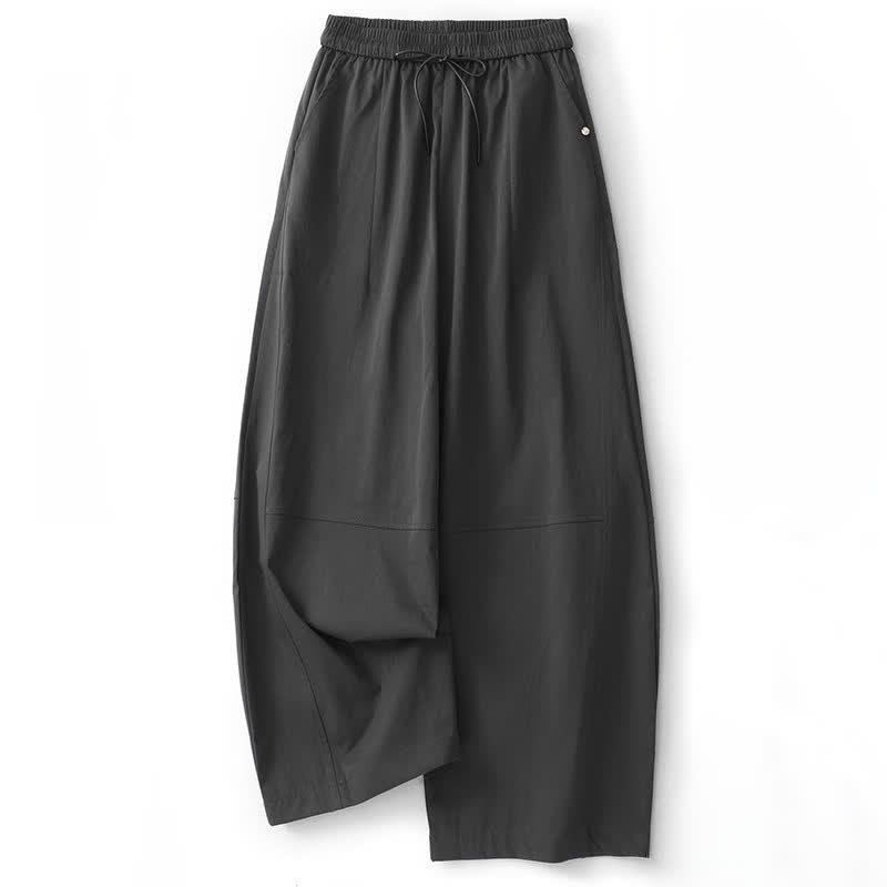 Buddha Stones Pantalones tobilleros de algodón liso, estilo casual de verano, minimalistas, con cordón ajustable, para mujer, estilo harem, con bolsillo. - Gris oscuro - US8-10, UK/AU12-14, EU40-42 (2XL) - image 0
