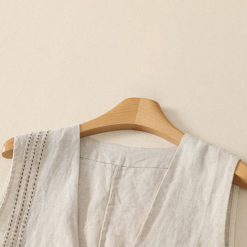 Buddha Stones Camiseta sin mangas minimalista de verano con botones para mujer. - image 1