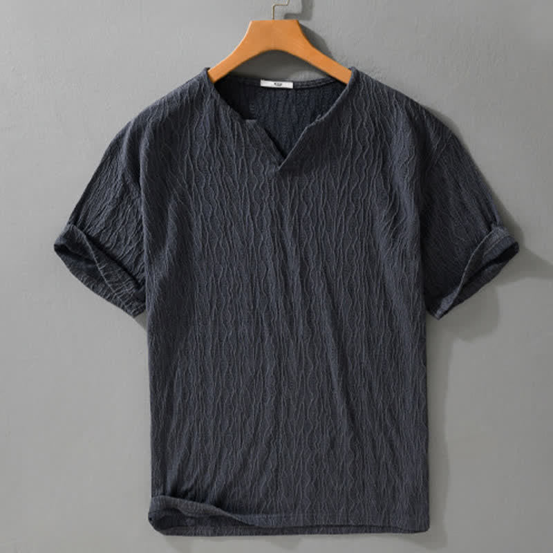 Buddha Stones Camisetas de manga corta para hombre, estilo casual de verano, minimalistas, con cuello en V y color liso. - image 1