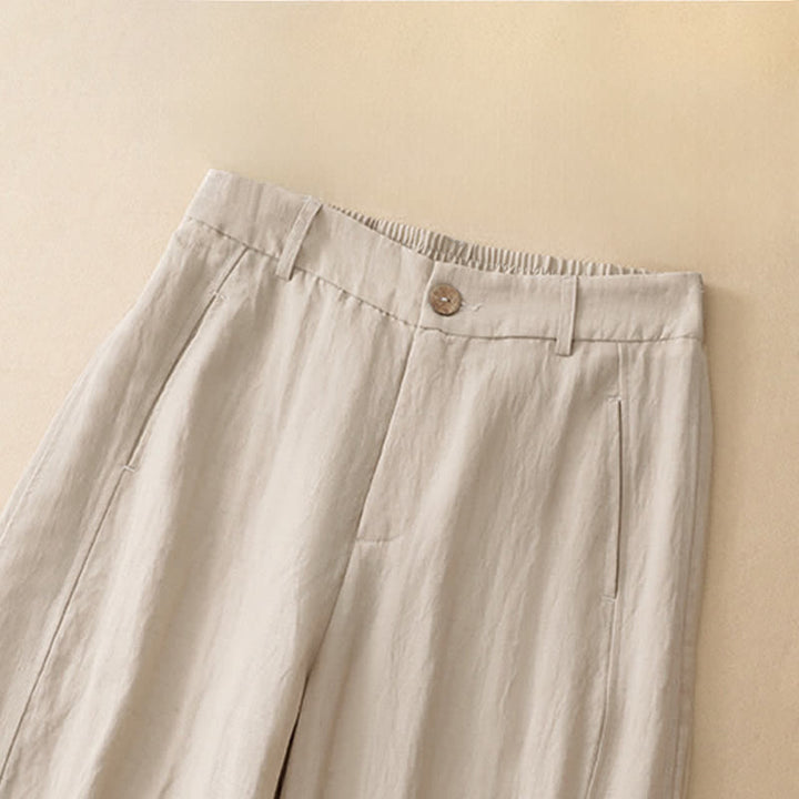 Buddha Stones Pantalones tobilleros casuales de verano con botones y cremallera, estilo harem para mujer, con bolsillo. - image 11