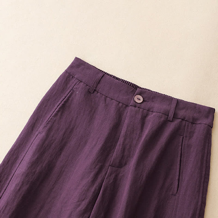 Buddha Stones Pantalones tobilleros casuales de verano con botones y cremallera, estilo harem para mujer, con bolsillo. - image 1