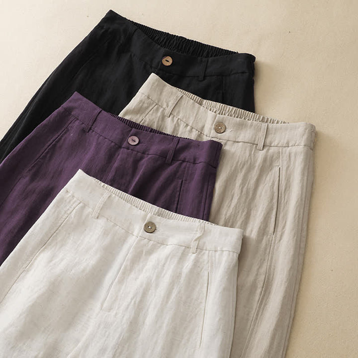 Buddha Stones Pantalones tobilleros casuales de verano con botones y cremallera, estilo harem para mujer, con bolsillo. - image 19