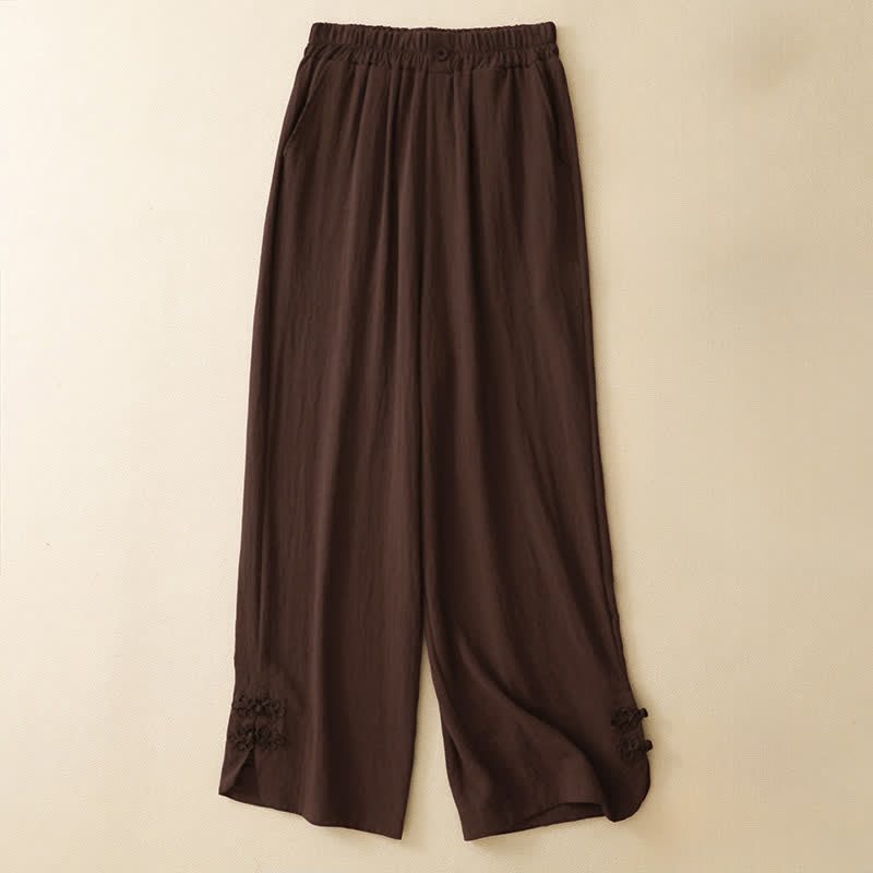Buddha Stones Pantalones cortos casuales de verano con bordado liso para mujer, estilo harem con bolsillo. - Marrón silla de montar - US8-10, UK/AU12-14, EU40-42 (2XL) - image 15