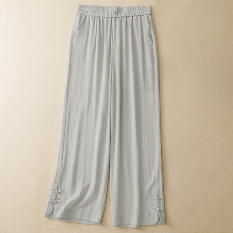 Buddha Stones Pantalones cortos casuales de verano con bordado liso para mujer, estilo harem con bolsillo. - Beige - US8-10, UK/AU12-14, EU40-42 (2XL) - image 0