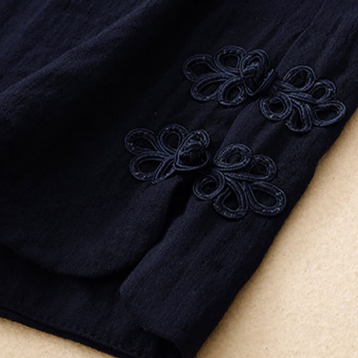 Buddha Stones Pantalones cortos casuales de verano con bordado liso para mujer, estilo harem con bolsillo. - image 13