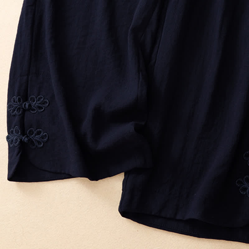 Buddha Stones Pantalones cortos casuales de verano con bordado liso para mujer, estilo harem con bolsillo. - image 14
