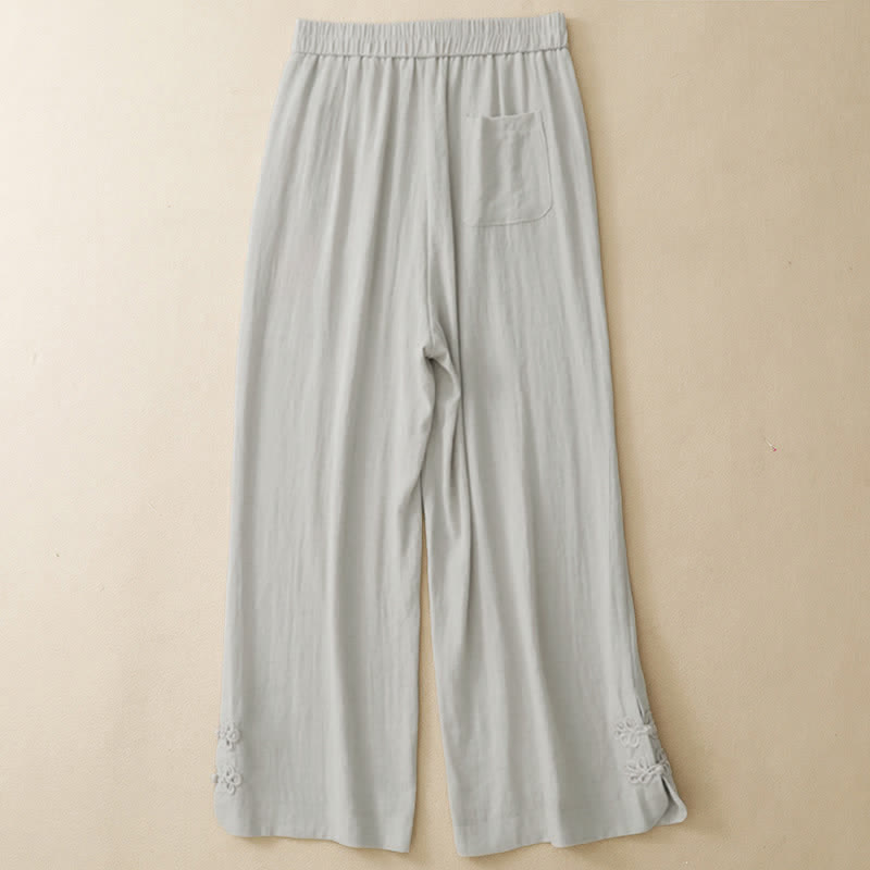 Buddha Stones Pantalones cortos casuales de verano con bordado liso para mujer, estilo harem con bolsillo. - image 2