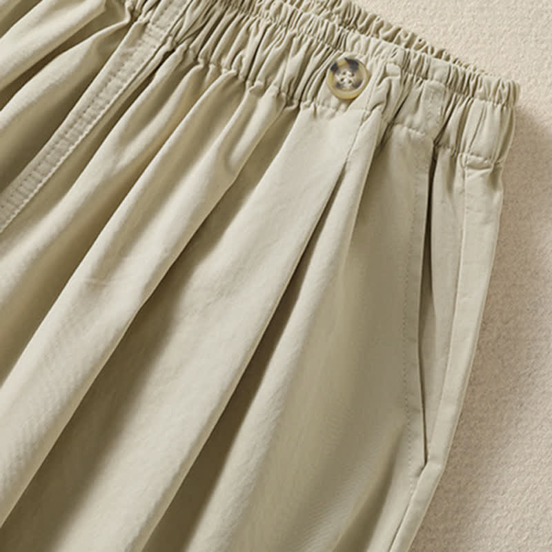 Buddha Stones Pantalones cortos minimalistas de verano para mujer con bolsillo. - image 1