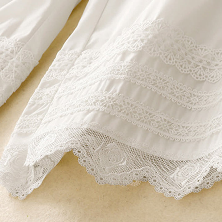 Buddha Stones Pantalones tobilleros elegantes e informales de verano con cordón ajustable y dobladillo ribeteado de encaje para mujer. - image 14