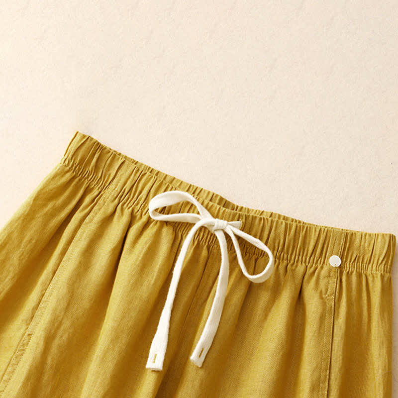 Buddha Stones Pantalones de verano informales minimalistas con cordón ajustable, color liso, hasta el tobillo, para mujer, pierna recta, con bolsillo. - image 1