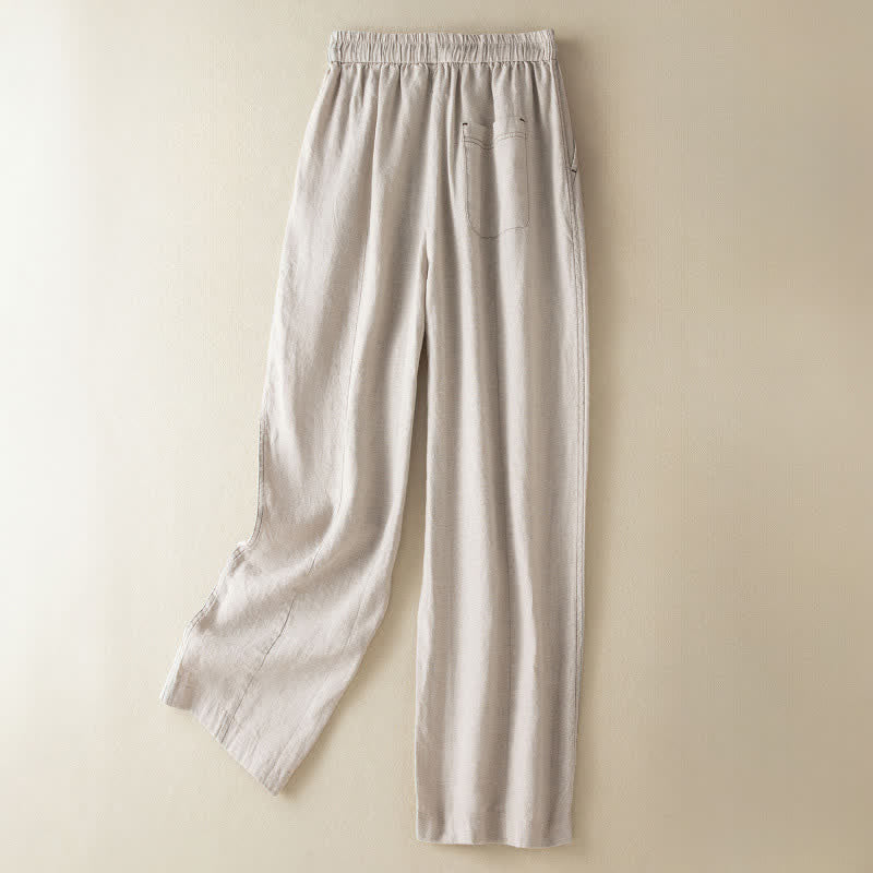 Buddha Stones Pantalones tobilleros minimalistas informales de verano con cordón ajustable para mujer, estilo harem con bolsillo. - image 1
