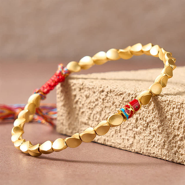 Buddha Stones Pulsera étnica vintage con diseño de pez koi de cobre y éxito - image 4