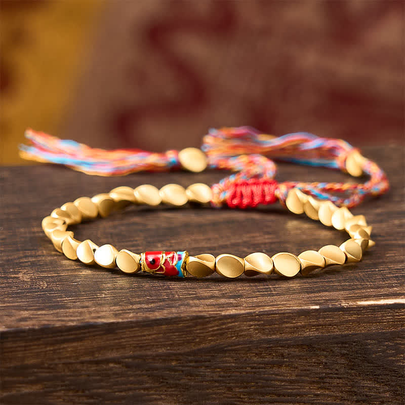 Buddha Stones Pulsera étnica vintage con diseño de pez koi de cobre y éxito - image 1