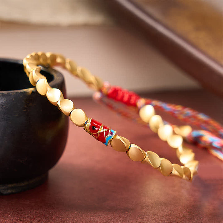 Buddha Stones Pulsera étnica vintage con diseño de pez koi de cobre y éxito - image 4