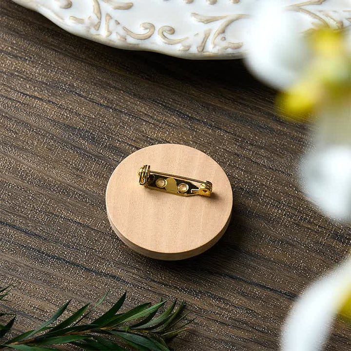 Buddha Stones Broche redondo de tela hecho a mano con diseño floral. - image 17